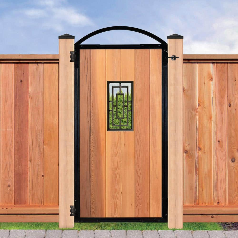 Black Galvenized Steel 6-Board Gate Frame for 36.25 in. W Opening with Removable Arch - Hercitys
