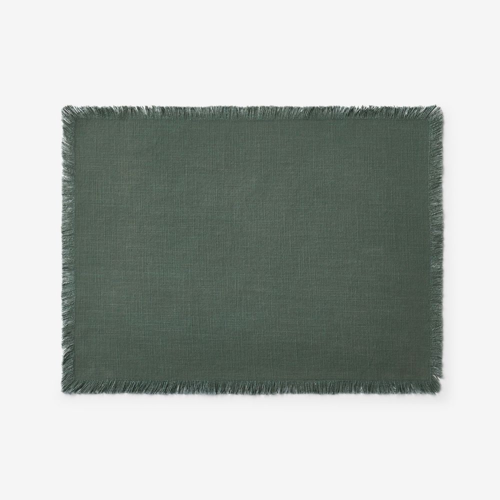 Company Cotton Solid Fringe 20 in. x 14 in. Moss Green Placemat (Set of 4) - Hercitys