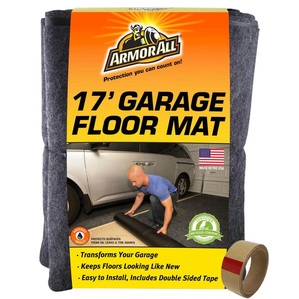 Garage Floor Mat 7 ft. 4 in. W x 17 ft. L Charcoal Commercial/Residential Absorbent Waterproof Garage Flooring Rolls - Hercitys