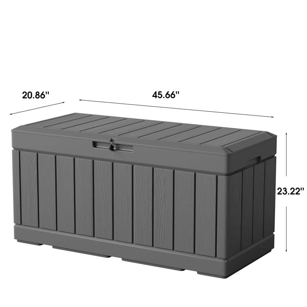 90 Gal. Gray Wood Style Resin Deck Box - Hercitys
