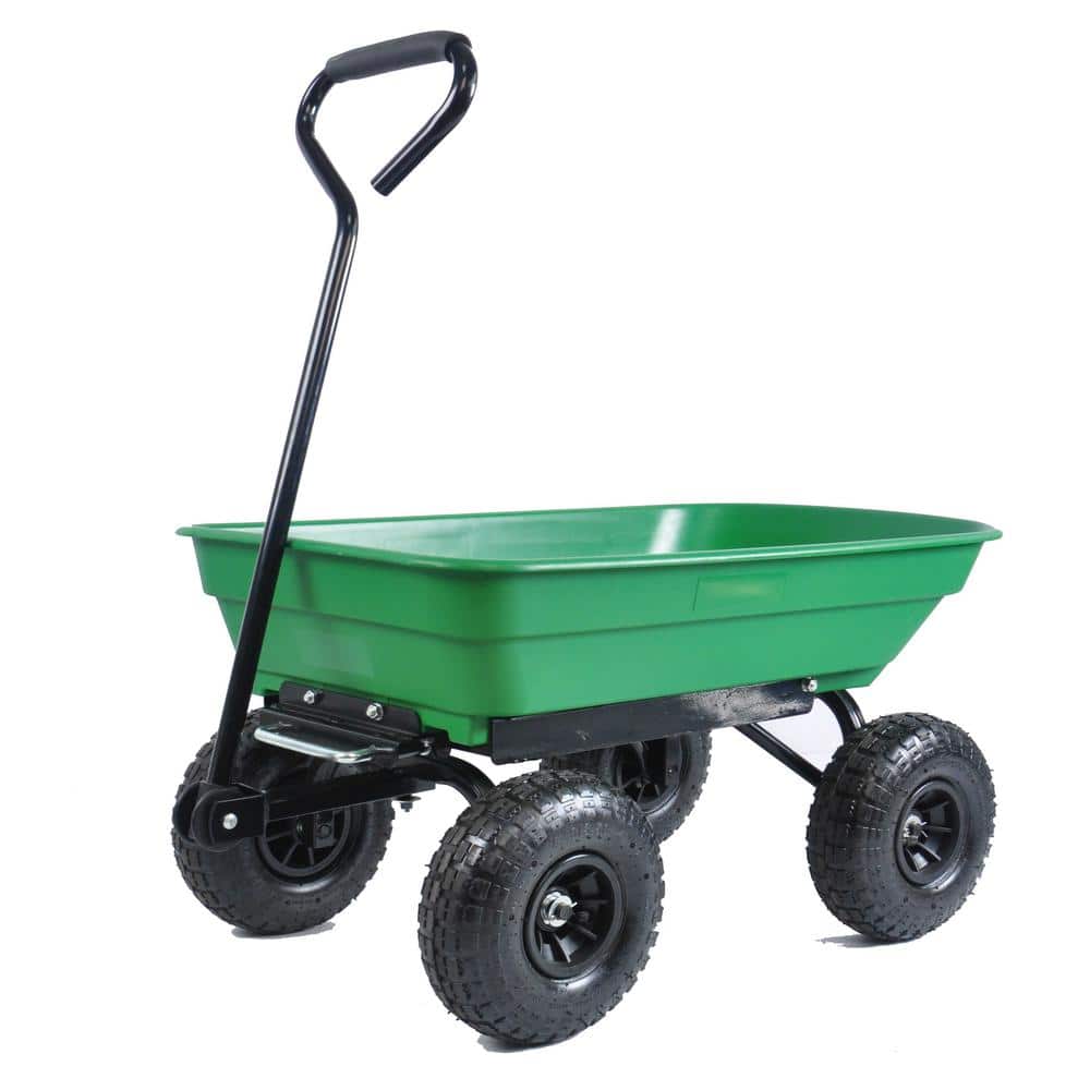 Ami 2.5 cu. ft. 220 lbs. Capacity Plastic Dump Truck With Steel Frame Wagon Garden Cart Green - Hercitys