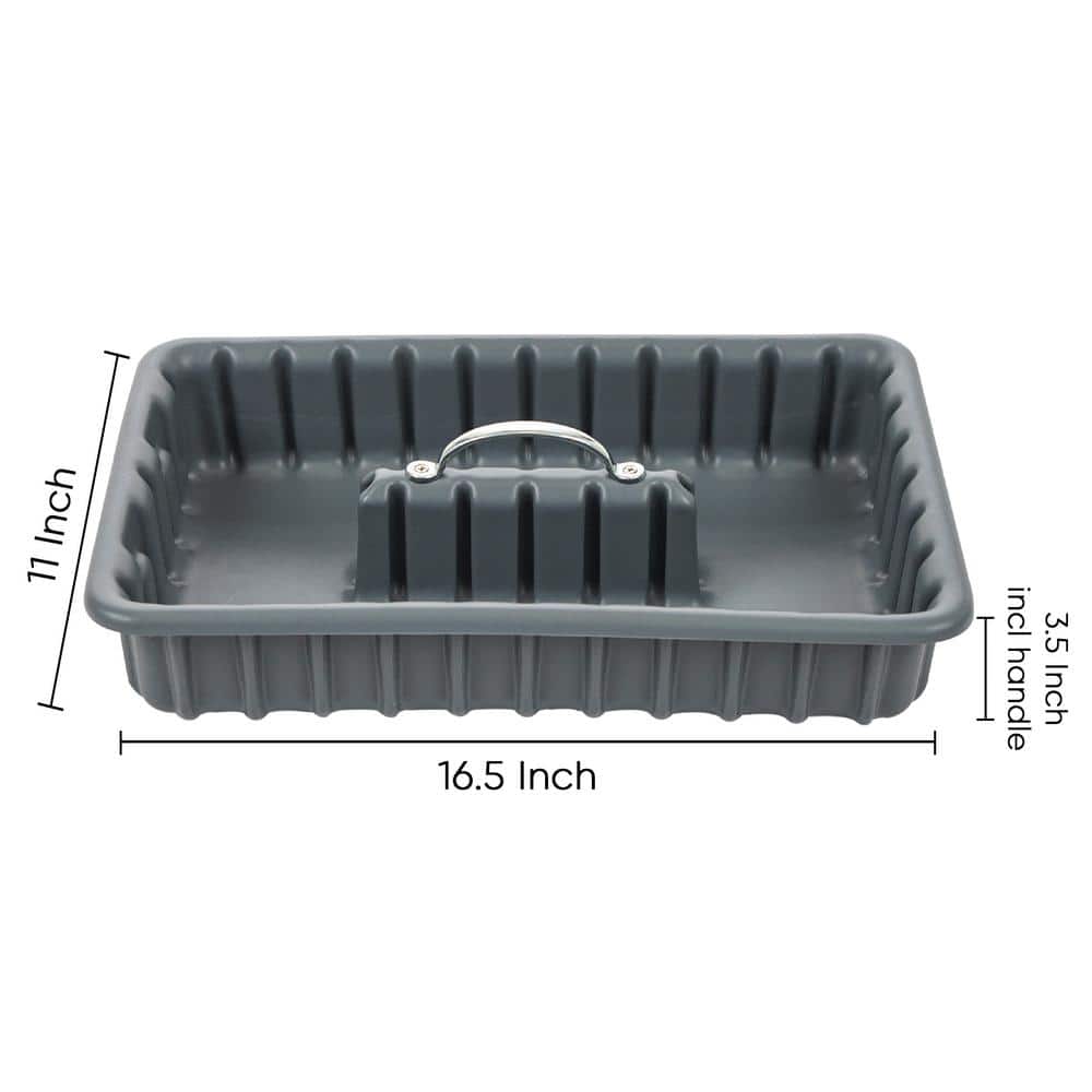 Professional Grade 17 in. Gray Polyethylene Tote Tray with 6-Dividers - Hercitys