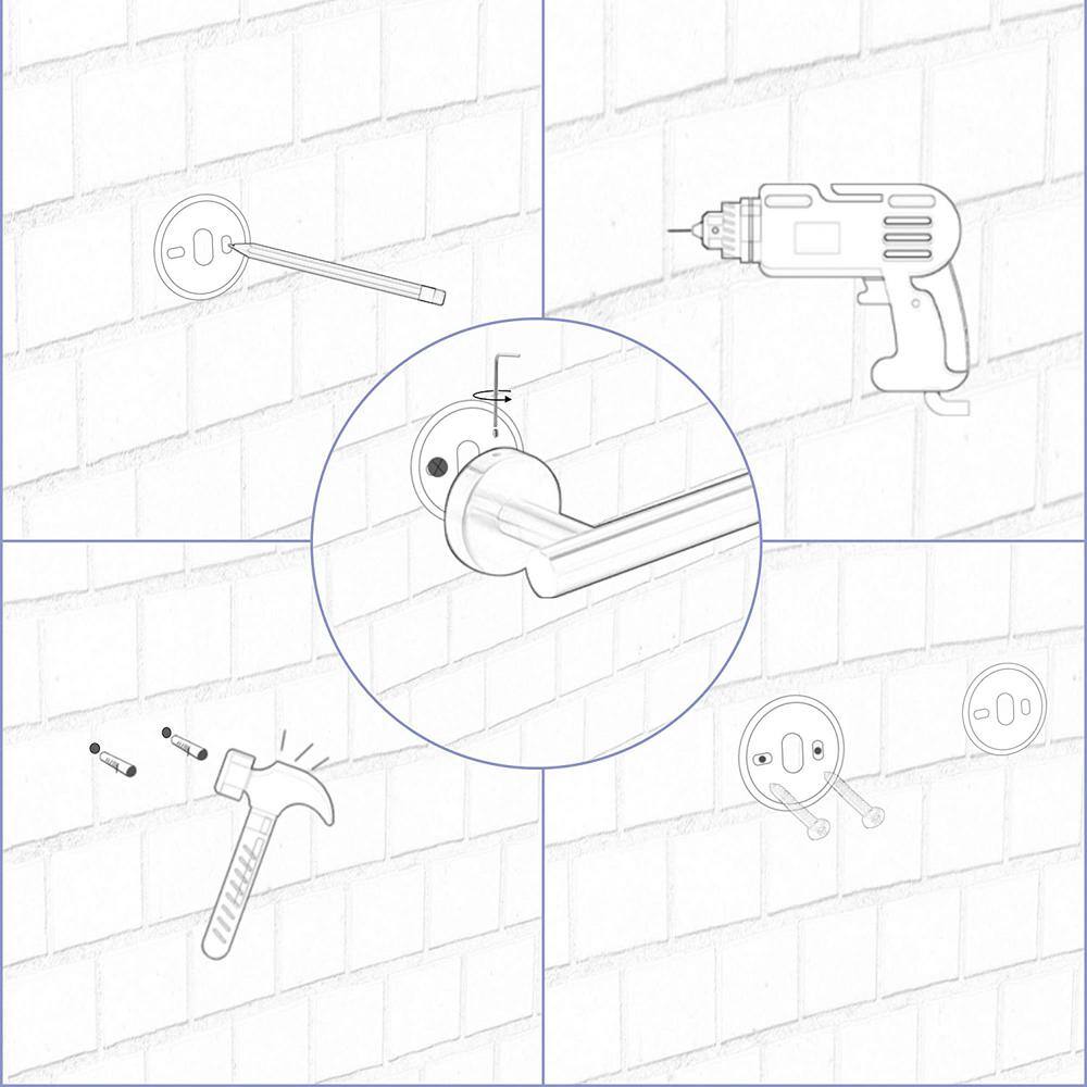 Wall Mount Brushed Nickel Paper Towel Holder 6-Piece - Hercitys