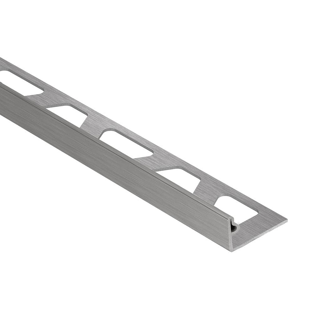 Jolly Brushed Stainless Steel 0.375 in. x 98.5 in. Metal L-Angle Tile Edge Trim - Hercitys