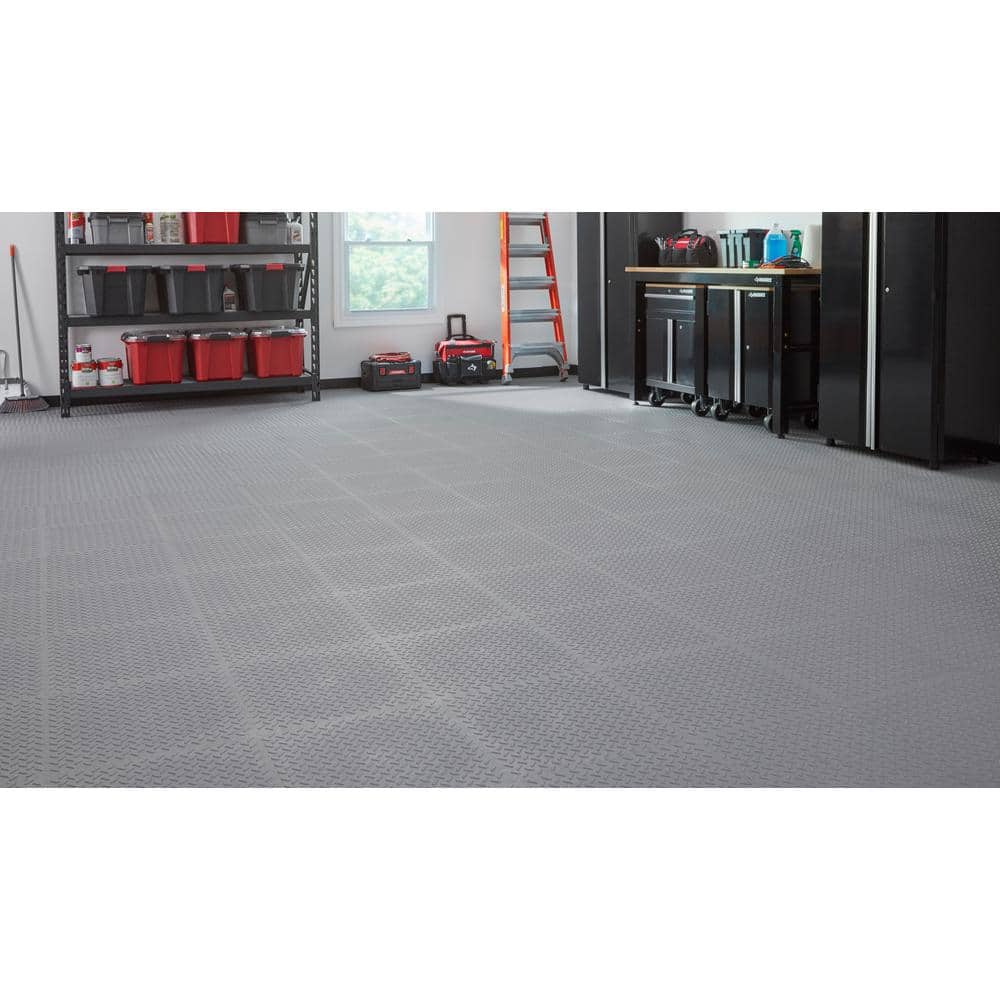 Gray 18 x 18 x 2.1 Thick PVC Exercise/Gym Flooring Tiles (6 Tiles/Case) (13.95 sq. ft.) - Hercitys