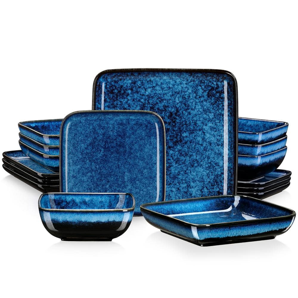 Stern 16-Piece Dark Blue Stoneware Dinnerware Set (Service for 4) - Hercitys