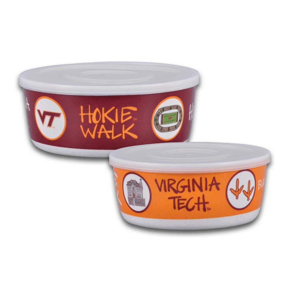Virginia Tech 7.5 in. 16 fl.oz Assorted Colors Melamine Serving Bowls Set of 2 with Lids - Hercitys