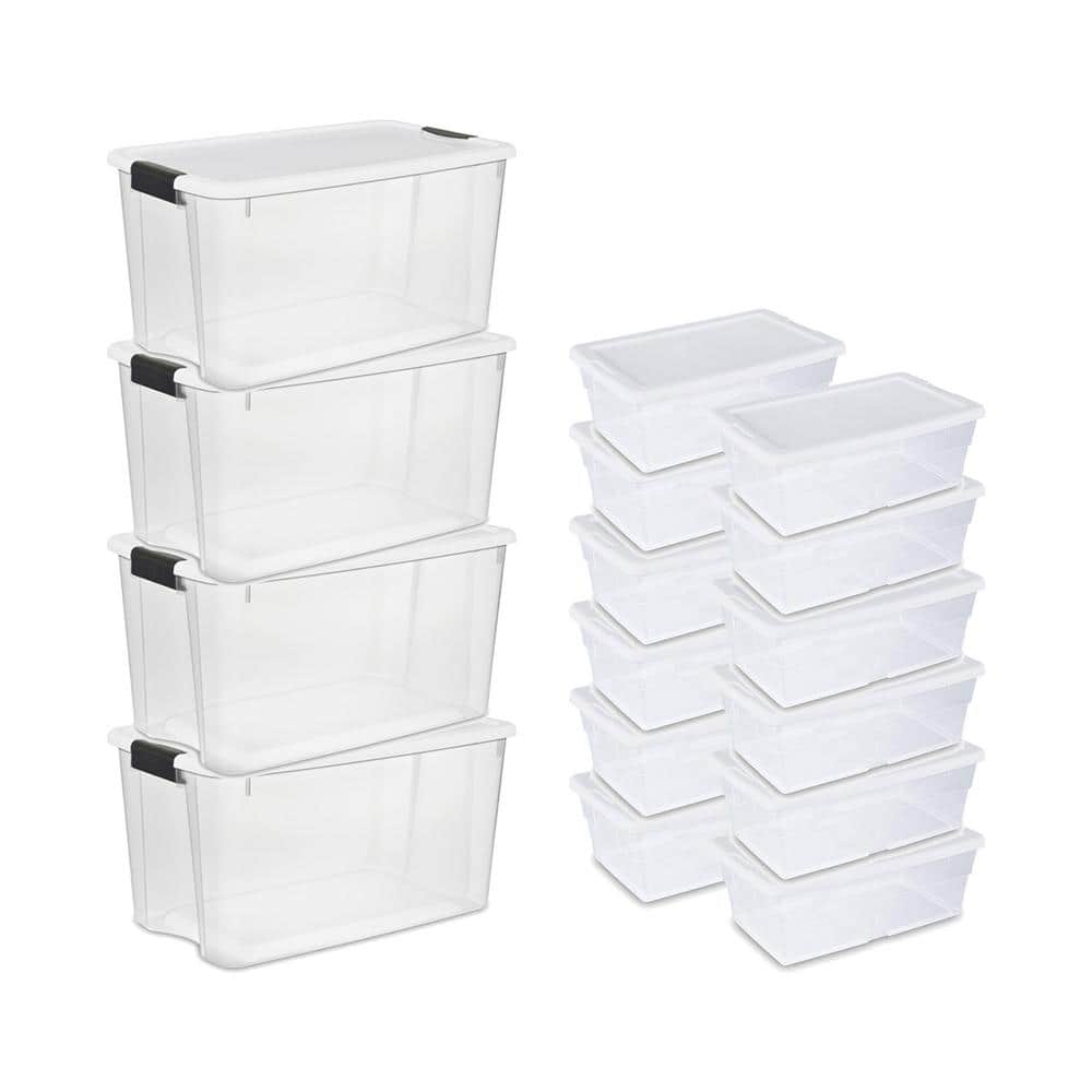 70 Quart Ultra Latch Storage Box (4 Pack) & 6 Qt. Containers (12 Pack) - Hercitys