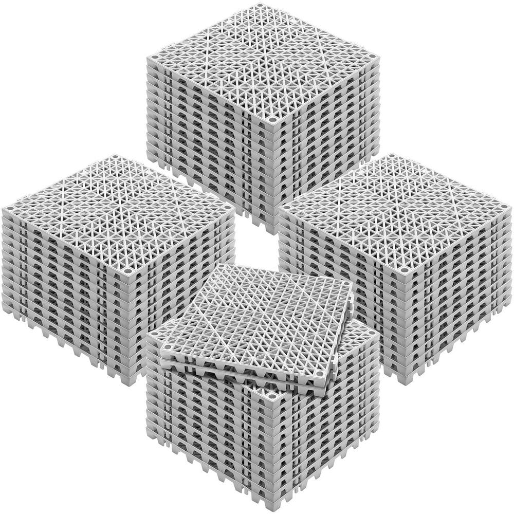 Interlocking Tile 50PCS, Drainage Tiles, Gray, 12 in. W x 12 in. L x 0.6 in. T, Soft PVC, Gym Flooring Mat, (50 sq. ft.) - Hercitys