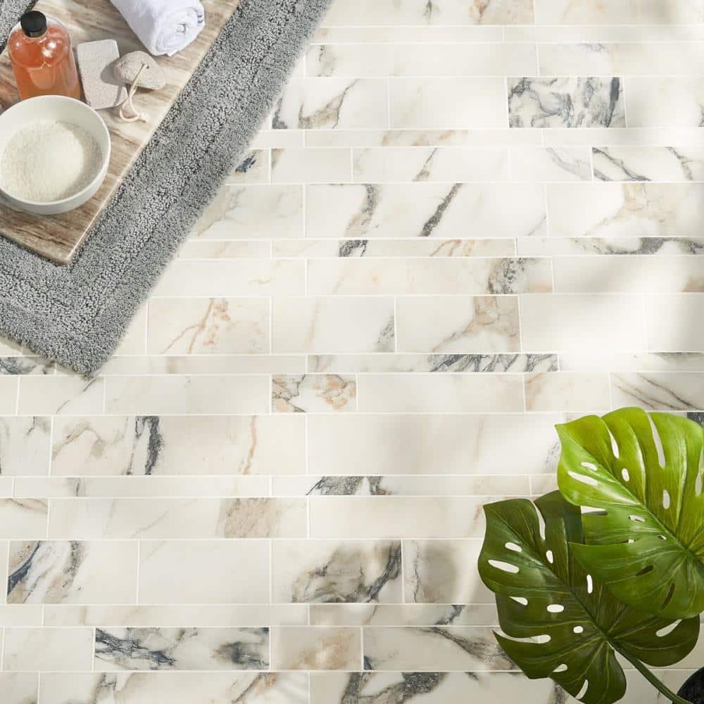 Saroshi Calacatta Rustico 11.41 in. x 11.69 in. Matte Porcelain Floor and Wall Mosaic Tile (0.92 sq. ft./Each) - Hercitys