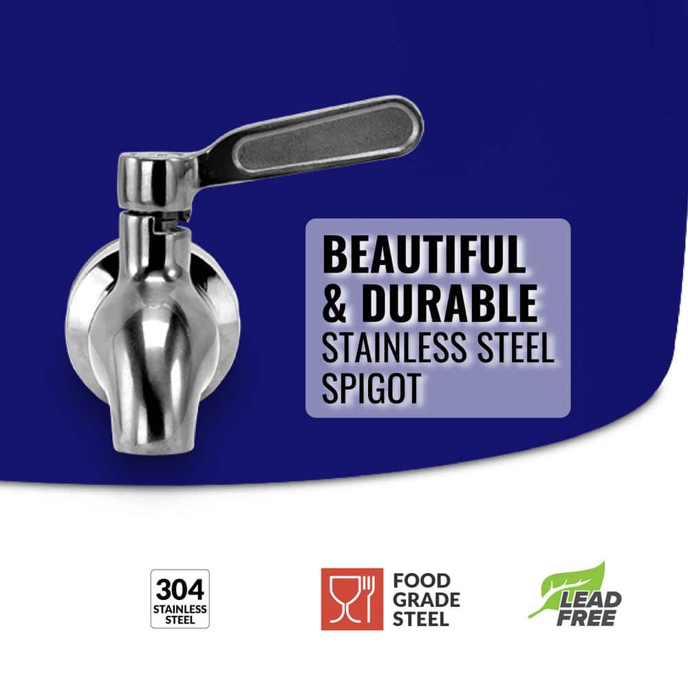 Sports 5 gal. Porcelain Ceramic Beverage Dispenser BPA and Lead Free Crock with 8 in. Stand, Faucet and Lid Included - Hercitys