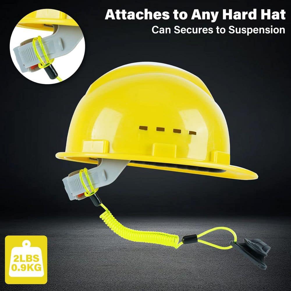Lanyard Series 1 ft. Retractable Lifeline with Clamp End, No-Snag Design and 2 lb Capacity for Hard Hat Tether - Hercitys