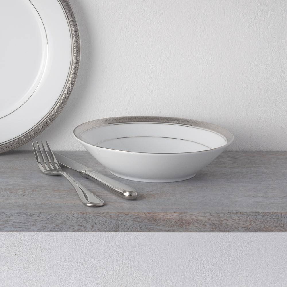 Crestwood Platinum 7.5 in., 12 fl. oz. (Platinum) Porcelain Soup Bowls, (Set of 4) - Hercitys