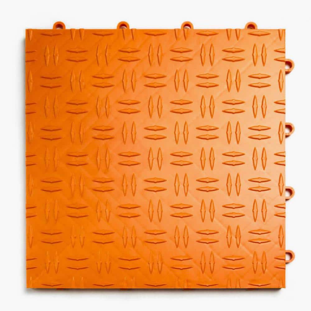 Diamond Orange 12 in. x 12 in. x 0.5 in. Modular Garage Flooring Tile 48 pack (Covers 48 sq. ft.) - Hercitys