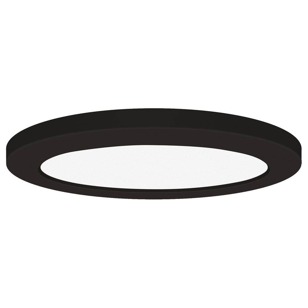 Slim 5 in. 6-Watt Black Integrated LED Flush Mount with White Acrylic Shade - Hercitys