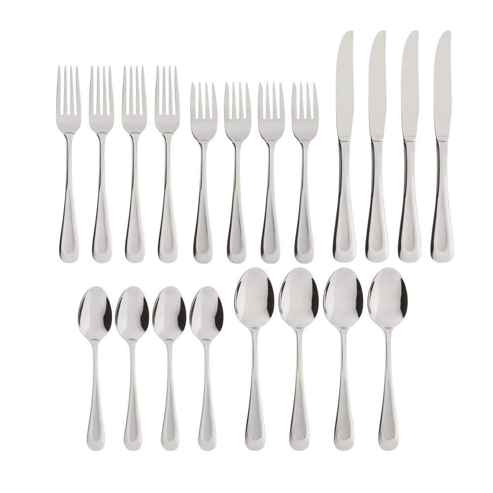 Satin Sand Dune 20-Piece Silver 18/0 Stainless Steel Flatware Set (Service For 4) - Hercitys