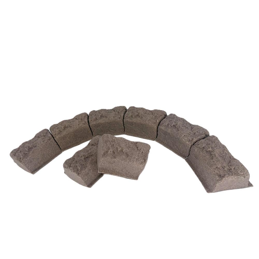Block Edging 10 in. L x 4 in. W x 4 in. H, 16-Piece Kit in Riverbed Brown Granite completes a 12-foot length - Hercitys