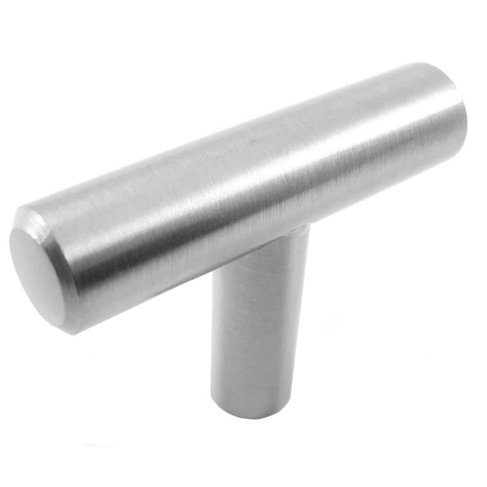 Modern 2 in. Satin Nickel Steel Bar Cabinet Knob (10-Pack) - Hercitys