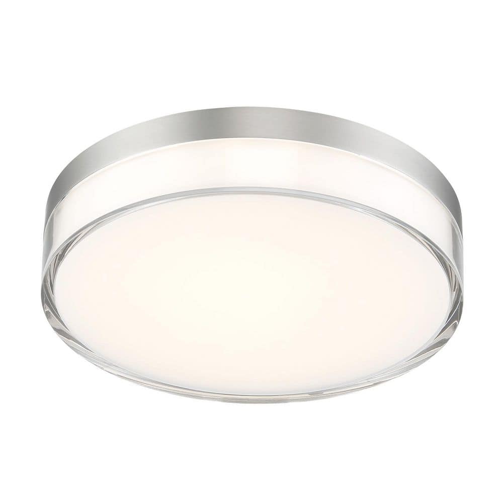 Vantage 7 in. 1-Light Brushed Nickel LED Flush Mount with Acrylic Shade - Hercitys