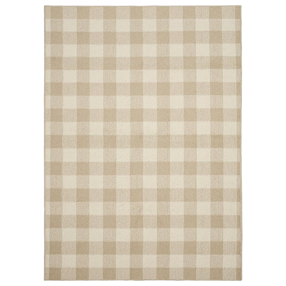 Country Living Tan/Ivory 5 ft. x 7 ft. Checker Board Area Rug - Hercitys