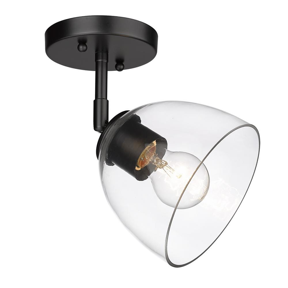 Roxie 1-Light Matte Black Clear Glass Semi-Flush Mount - Hercitys