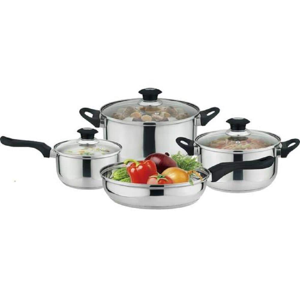 7-Piece Stainless Steel Pots and Pans Kitchen Cookware Set - Hercitys