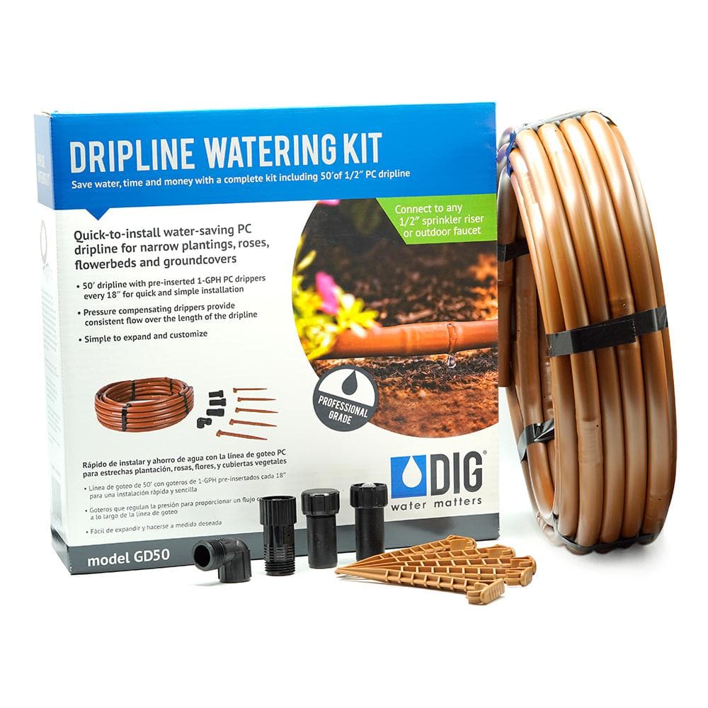 Landscape Dripline Watering Kit with 18 in. Spacing and 1/2 in. Riser Conversion - Hercitys