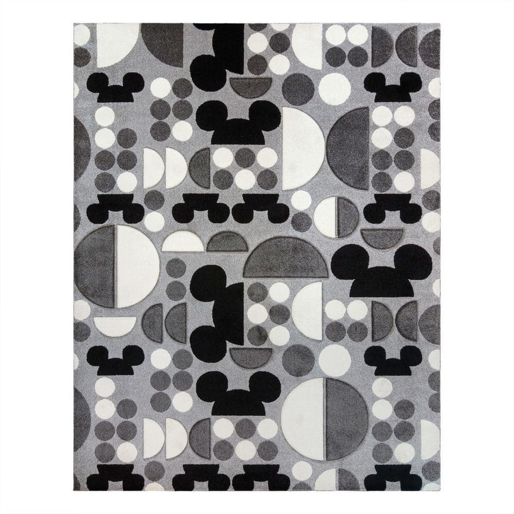 Mickey Mouse Bravo Spheres Gray/Black 5 ft. x 7 ft. Geometric Indoor Area Rug - Hercitys