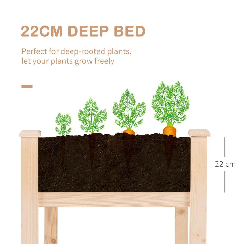 Raised Garden Bed with Legs, Elevated Wooden Planter Box with Self-Drainage for Vegetables, Herbs and Flowers, Natural - Hercitys