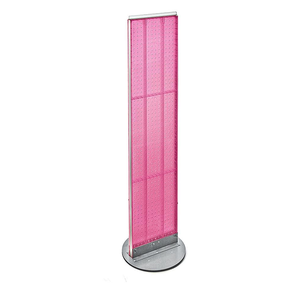 60 in. H x 13.5 in. W Styrene Pegboard Floor Display with Revolving Base in Pink (2-Piece) - Hercitys
