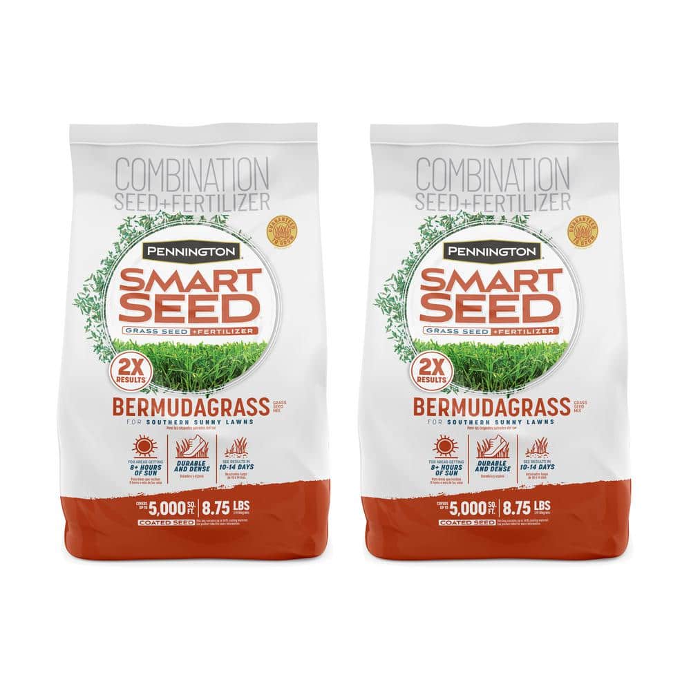 Smart Seed Bermudagrass 8.75 lb. 5,000 sq. ft. Grass Seed and Lawn Fertilizer (2-Pack) - Hercitys