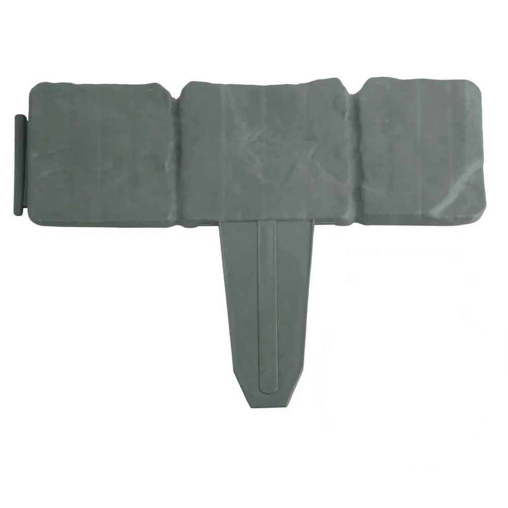 9.84 in. 20-Pieces Cobbled Stone Effect Plastic Garden Lawn Border Edging, Grey - Hercitys
