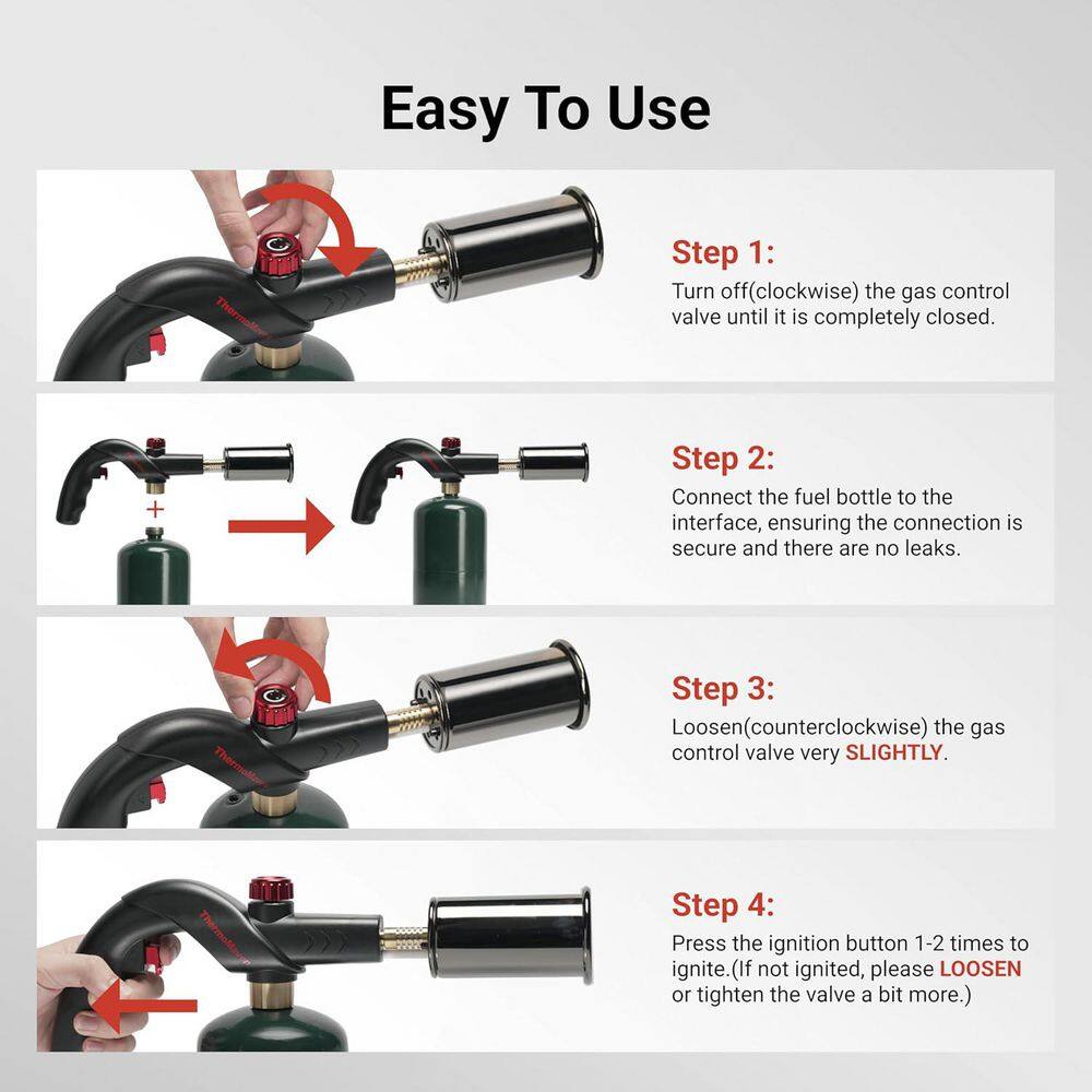 Powerful Adjustable Culinary Blow Torch for Sous Vide, BBQ, Grilling, Campfire Charcoal Starter, 3272°F Flame - Hercitys