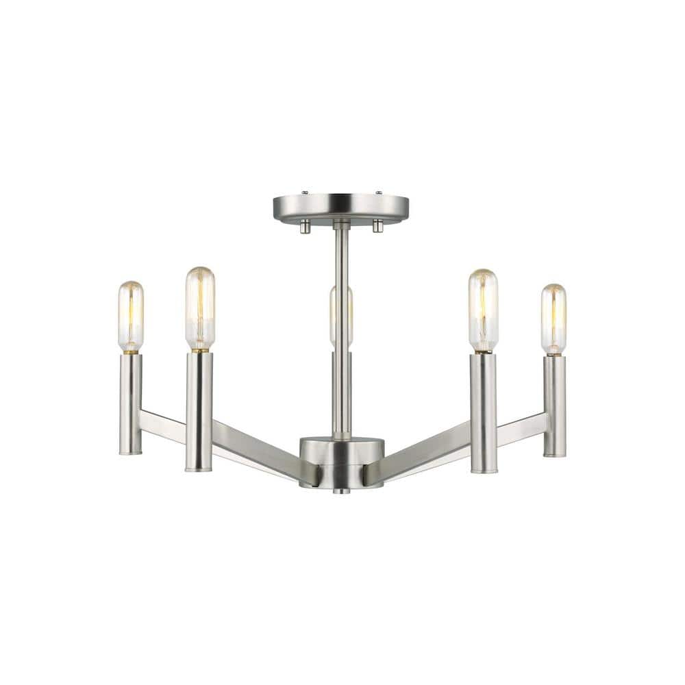 Vector 18 in. 5-Light Brushed Nickel Semi-Flush Mount - Hercitys