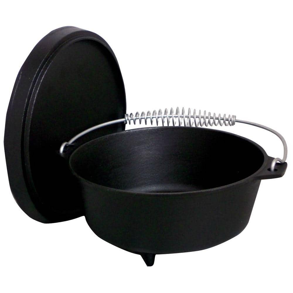 Pre-seasoned 8 qt. Round Cast Iron Dutch Oven in Black with Lid - Hercitys