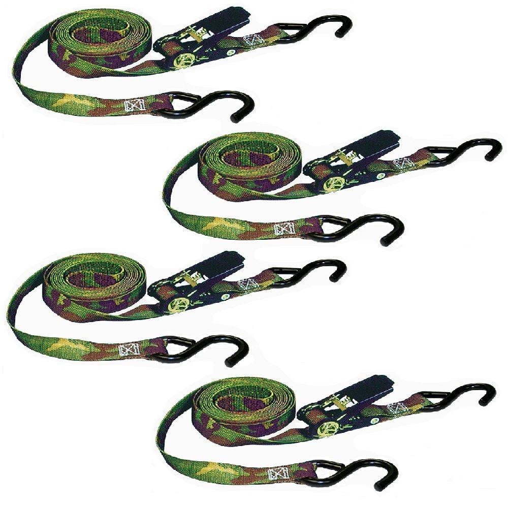 Camo Ratchet Tie-Down 8 ft. x 1 in. 400 lbs. (4-Pack) - Hercitys