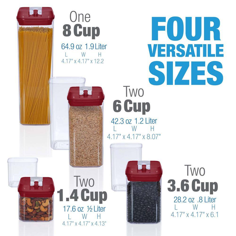 7-piece Plastic Stackable Airtight Food Storage Container Set – Red - Hercitys