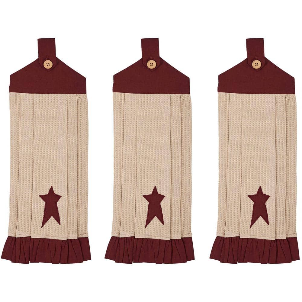 Connell Browns/Tans Star Button Loop Cotton Blend Kitchen Tea Towel Set (Set of 3) - Hercitys