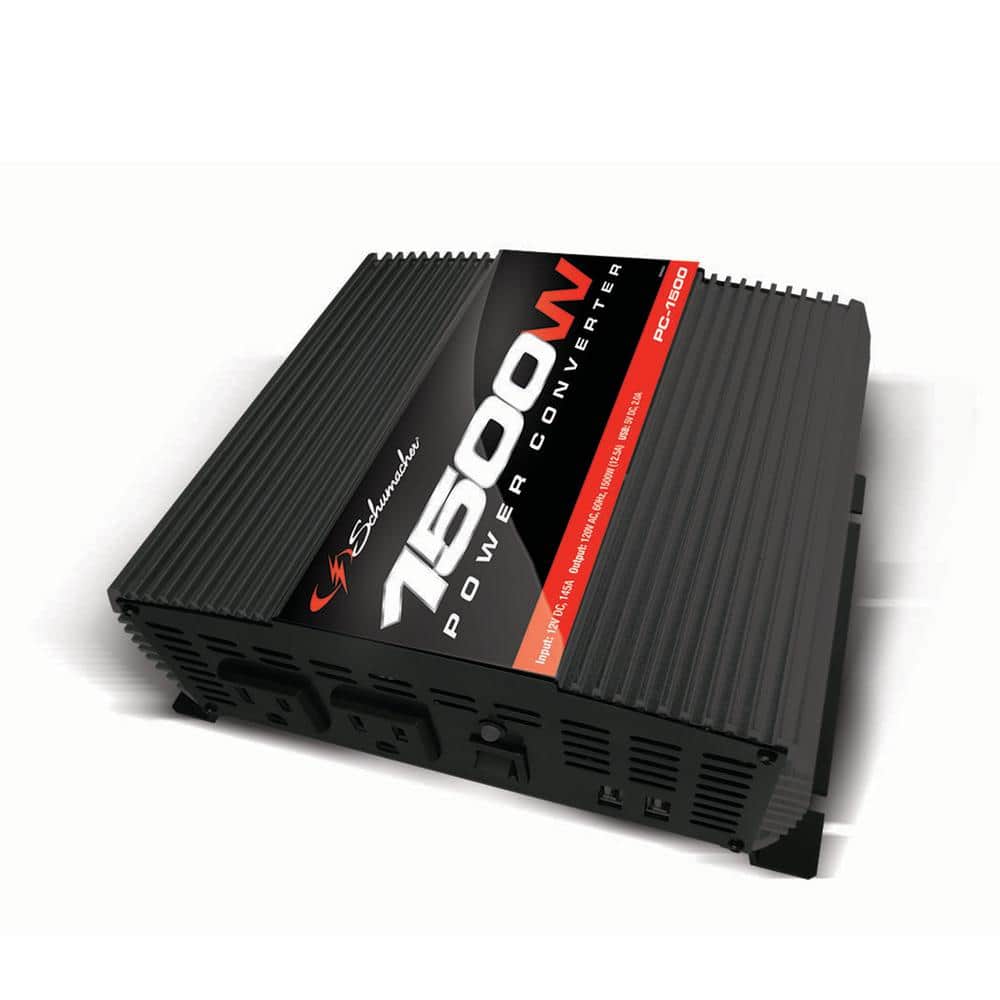 Automotive 1500 Continuous Watt, 3000 Peak Watt DC to AC Power Converter with Two AC Outlets and Two USB Ports - Hercitys