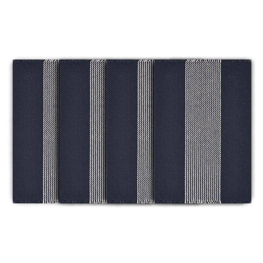 Bold 19 in. x 13 in. Navy / White Striped Cotton Placemats (Set of 4) - Hercitys