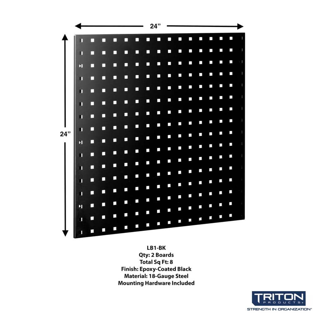 LocBoard 24 in. H x 24 in. W Steel Pegboard in Black (2-Pack) - Hercitys