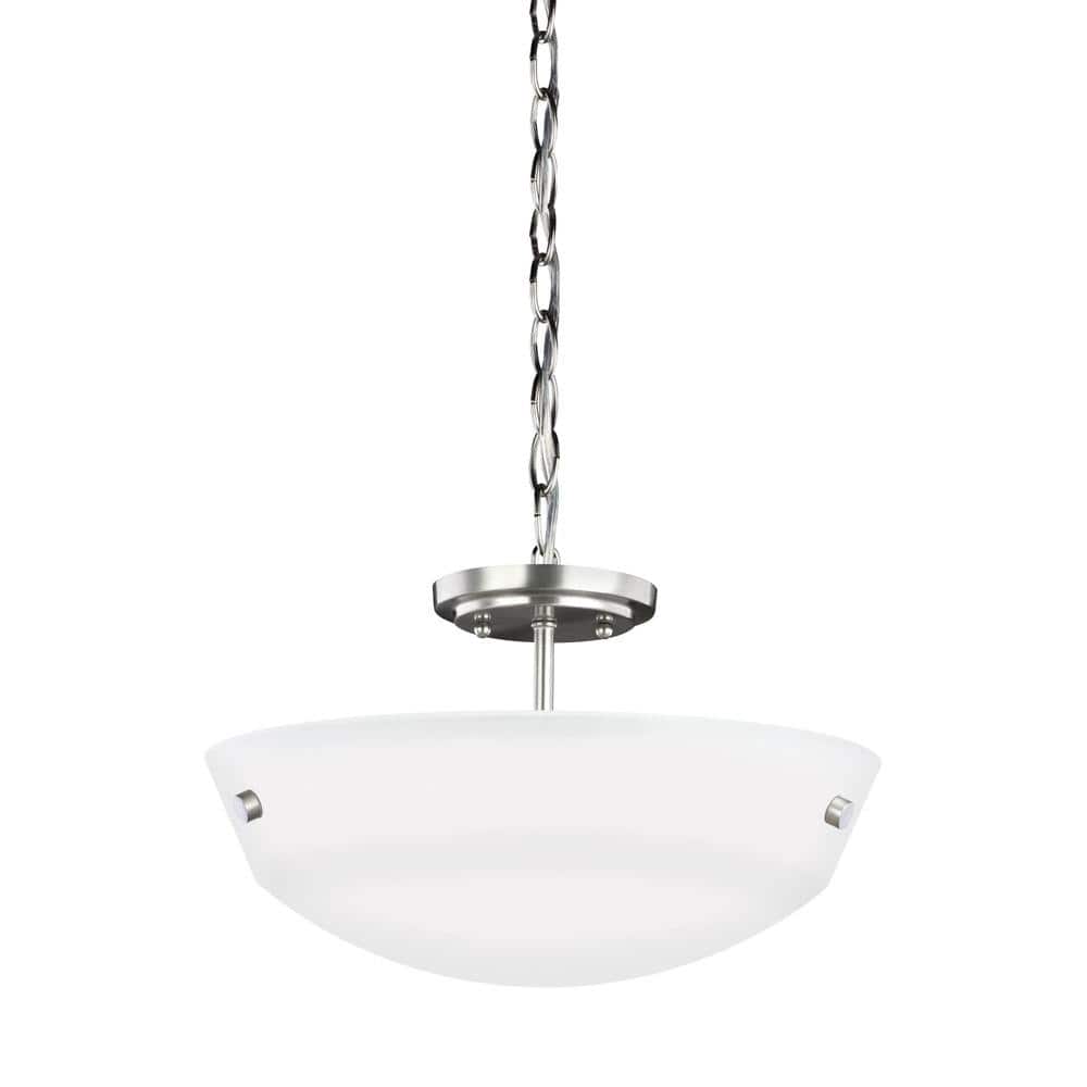 Kerrville 15 in. 2-Light Brushed Nickel Semi-Flush Mount Convertible Pendant - Hercitys