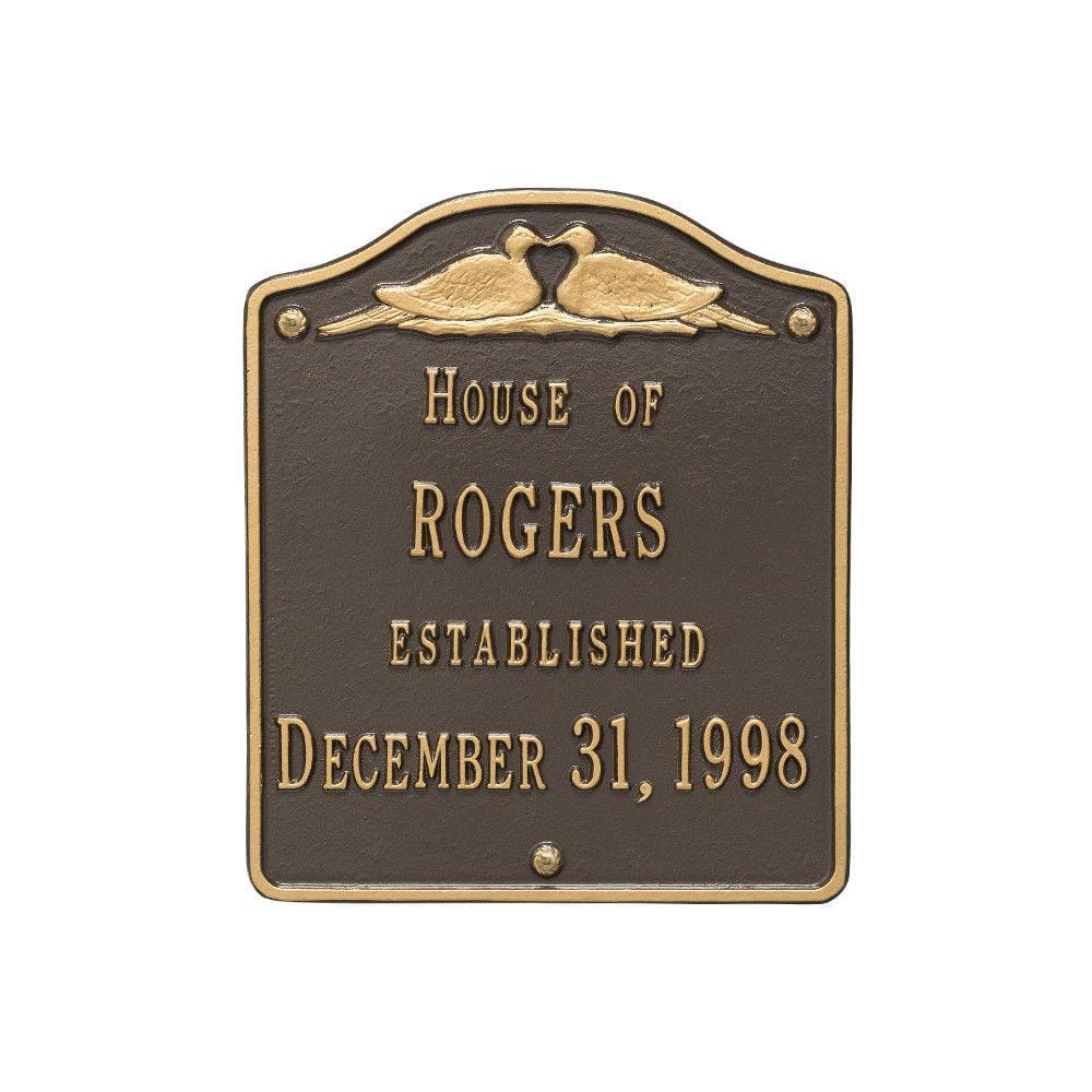 Wedding Standard Wall Square Bronze/Gold 2-Line Address Plaque - Hercitys