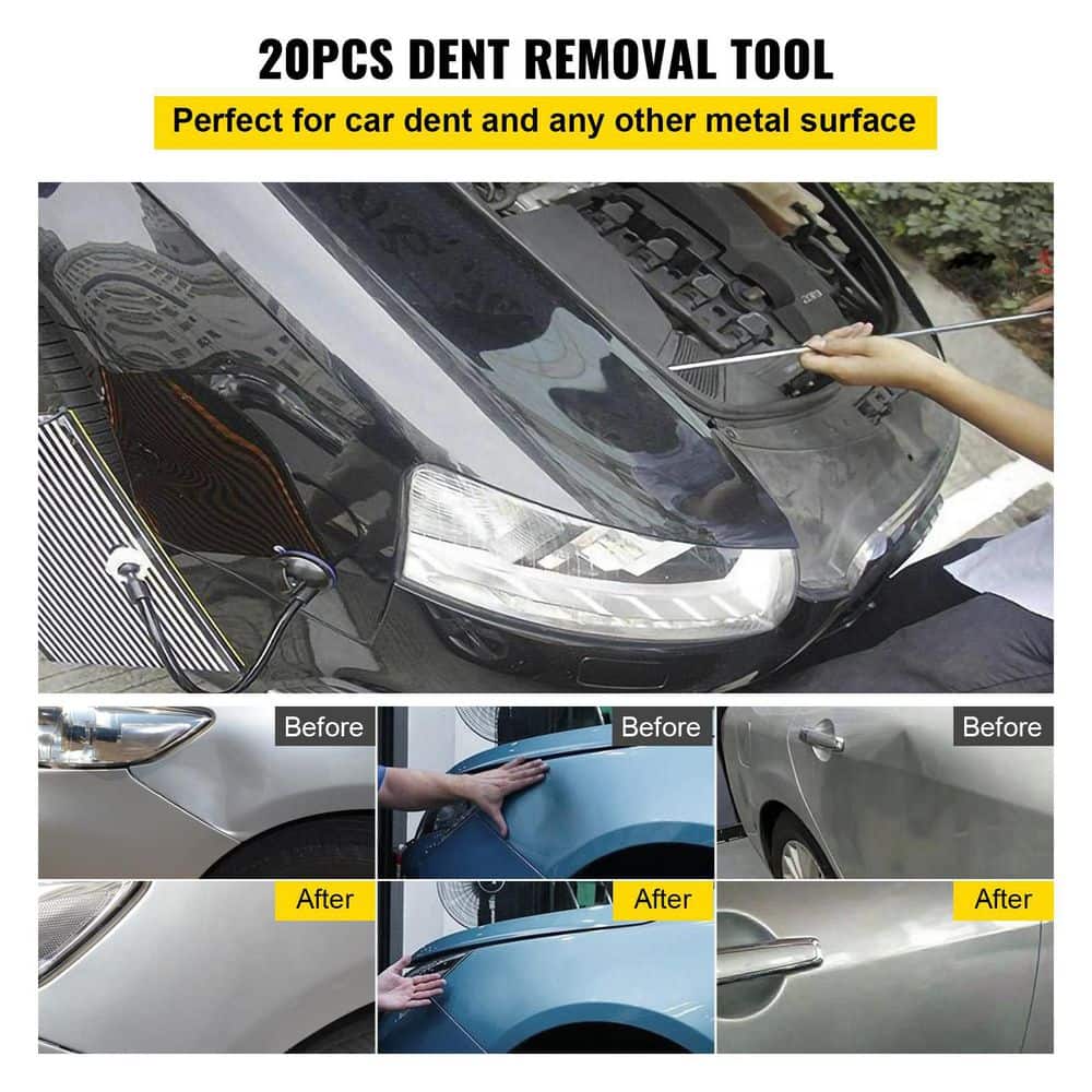 Rods Dent Removal Kit 20 Pcs Paintless Dent Repair Rods Stainless Steel Dent Rods Whale Tail Dent Repair Tools - Hercitys