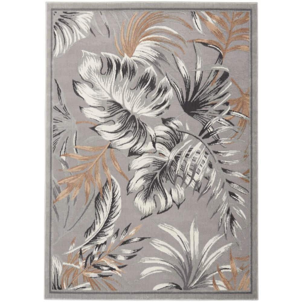 Seaside Grey 5 ft. x 7 ft. Bordered Contemporary Area Rug - Hercitys