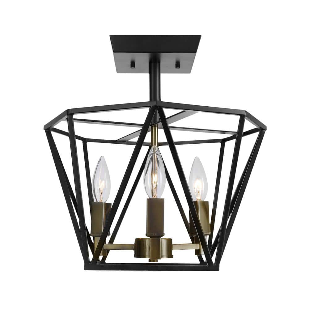 Sansa 3-Light Dark Bronze Semi-Flush Mount - Hercitys