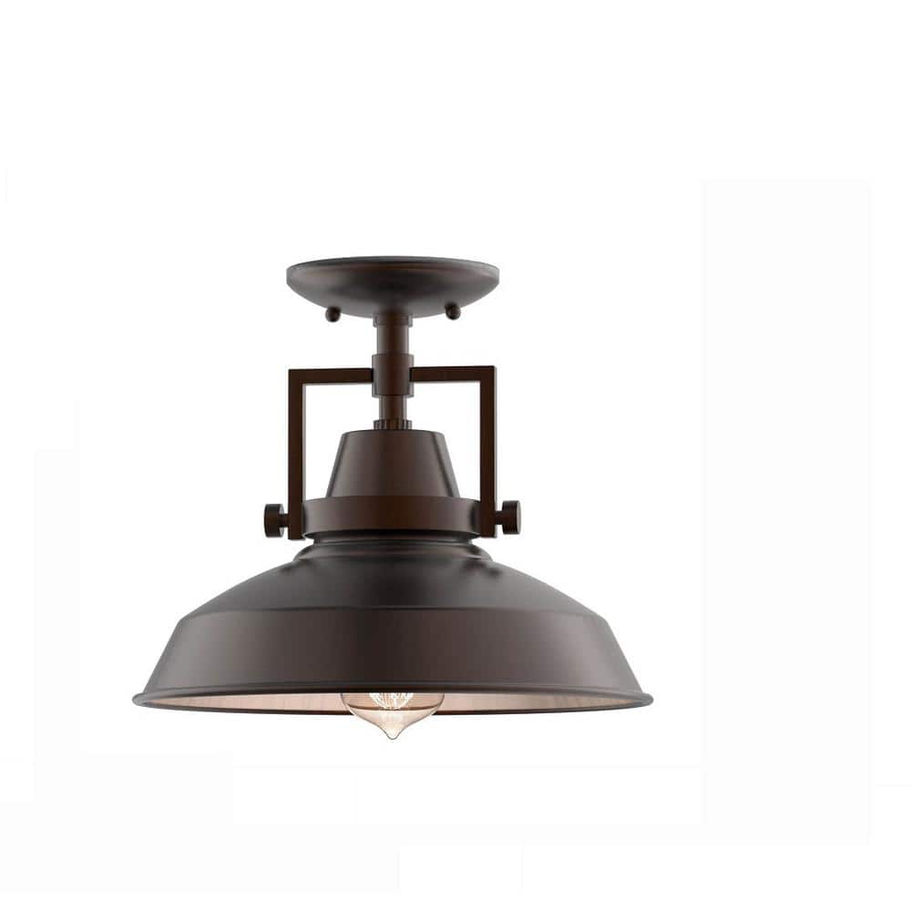 Wilhelm 12 in. 1-Light Bronze Semi-Flush Mount Fixture - Hercitys