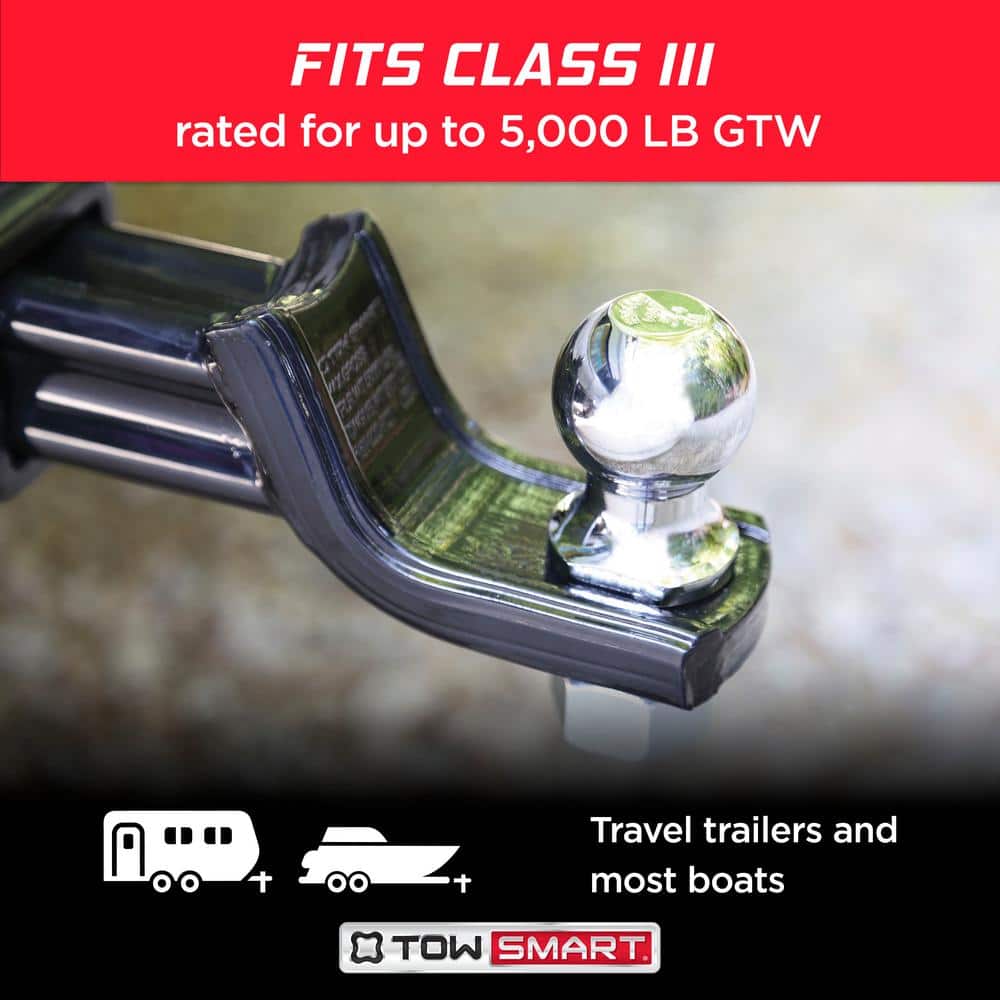 Class 3 5,000 lb. 2 in. Ball Diameter, 1 in. Shank Diameter, 3 in. Shank Length Chrome Trailer Hitch Ball - Hercitys