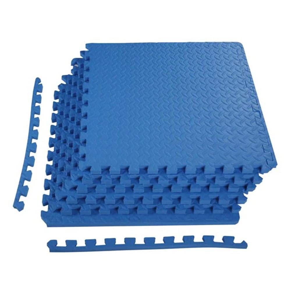 Blue 24 in. W x 24 in. L x 0.75 in. T EVA Interlocking Foam Gym Flooring Mat (6 Tiles/Pack) (24 sq. ft.) - Hercitys