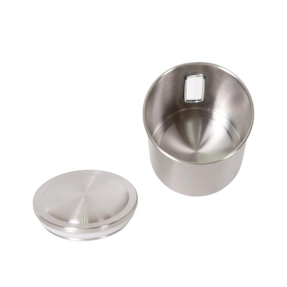 Set of 3 Stainless Steel Canister Kitchen Storage Jar Container Organizer with Clear See Through Window, Brushed Finish - Hercitys